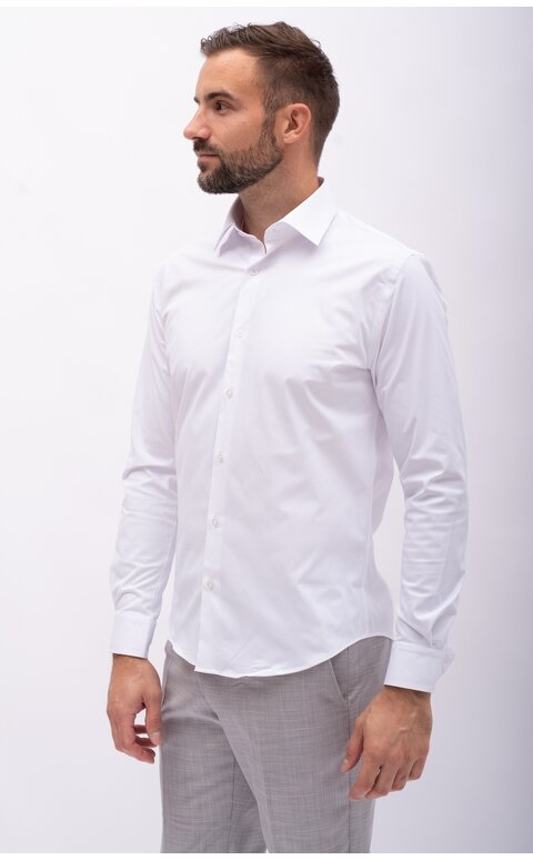 Čistě bílá pánská košile s mírným vzorem Slim Fit