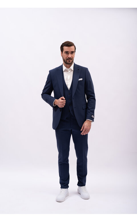 Královsky modrý pánský oblek Slim Fit s vestou, model Stefan