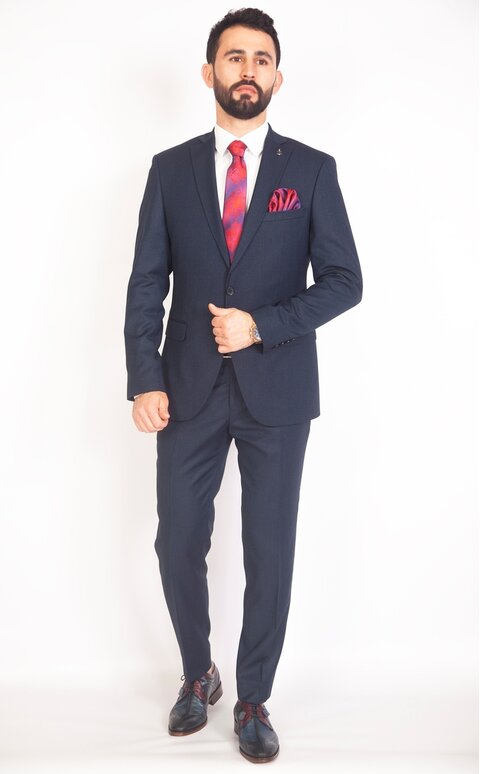 Modrý pánský oblek Slim Fit, model Stanley