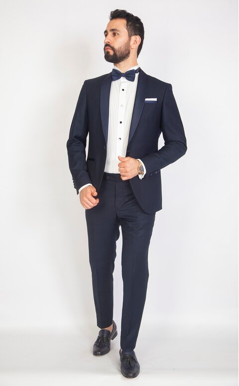 Modrý pánský smoking Slim Fit, model Leo