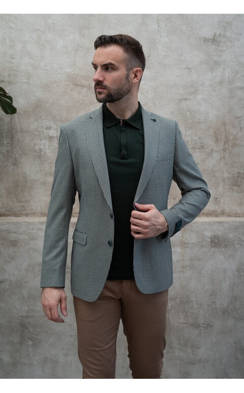 Zelené pánské sako s kohoutí stopou