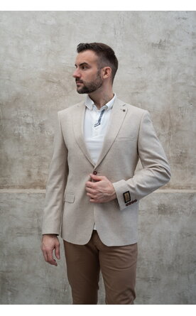 Béžové lněné pánské sako