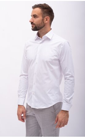 Čistě bílá pánská košile s mírným vzorem Slim Fit