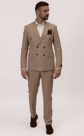 Dvouřadý béžový pánský oblek Slim Fit, model Salvatore