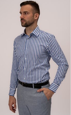 Modrá pruhovaná pánská košile Slim Fit