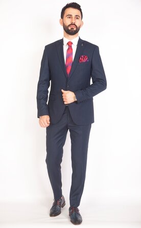 Modrý pánský oblek Slim Fit, model Stanley