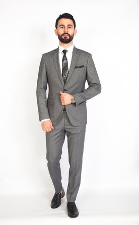 Šedý pánský oblek Slim Fit, model Vega