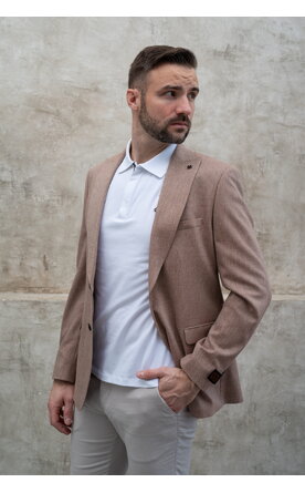 Světle hnědé pánské lněné sako