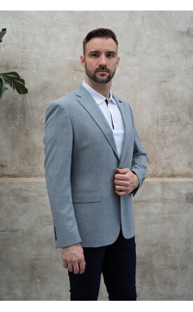 Světle modré pánské sako s jemným vzorem