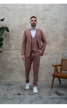 Světle růžový pánský oblek s pruhy, model Fernando