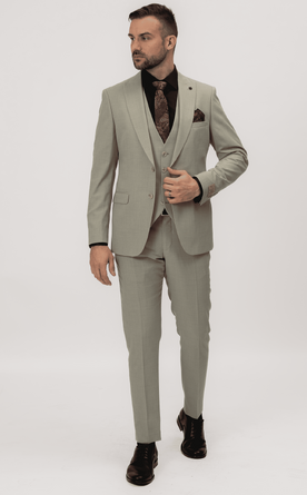 Světle zelený pánský oblek Slim Fit s vestou, model Joaquin